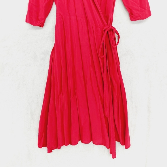 ModCloth x Collectif Classic Red Wrap Summer Midi Waist Tie Dress P5470 - Picture 2 of 9